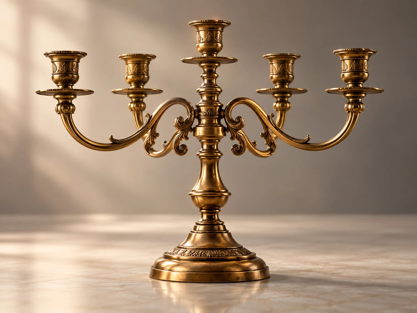 Antique brass candelabra