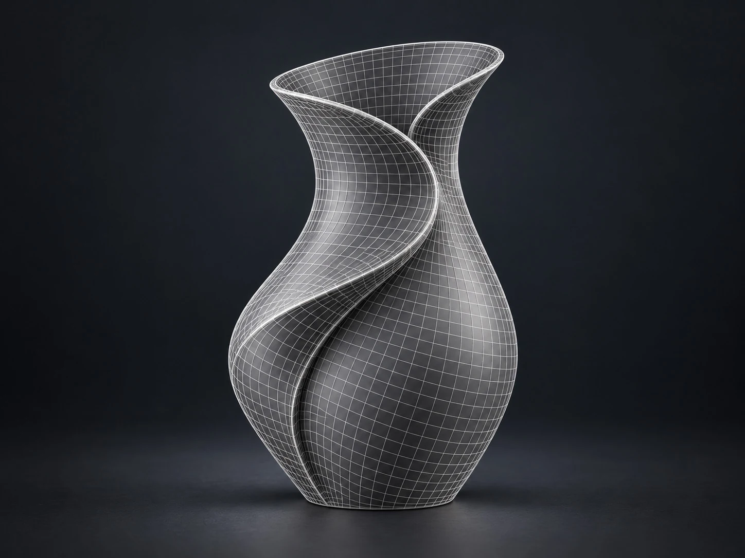 Sculpted copper vase mesh view