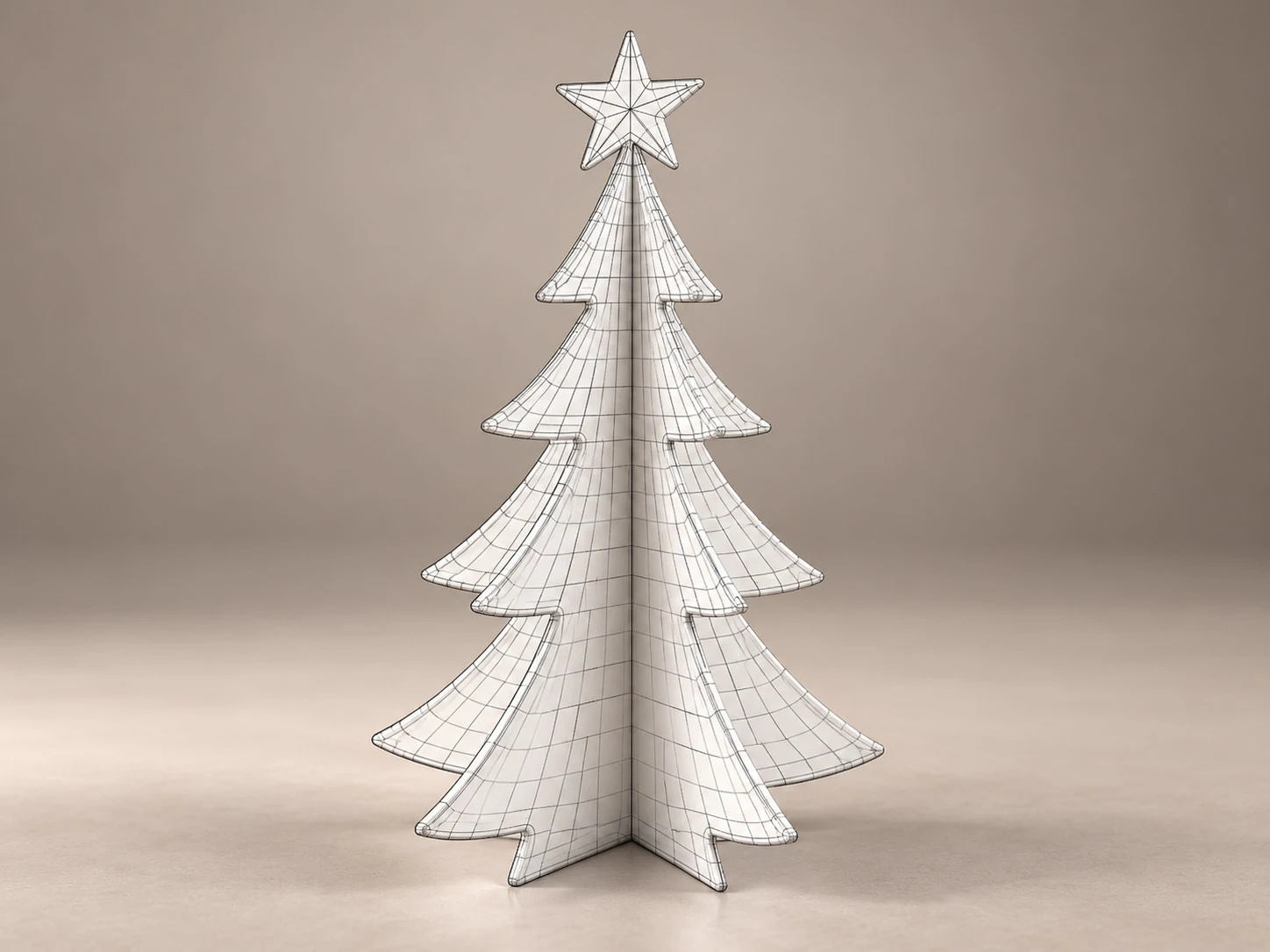 White Christmas tree mesh view